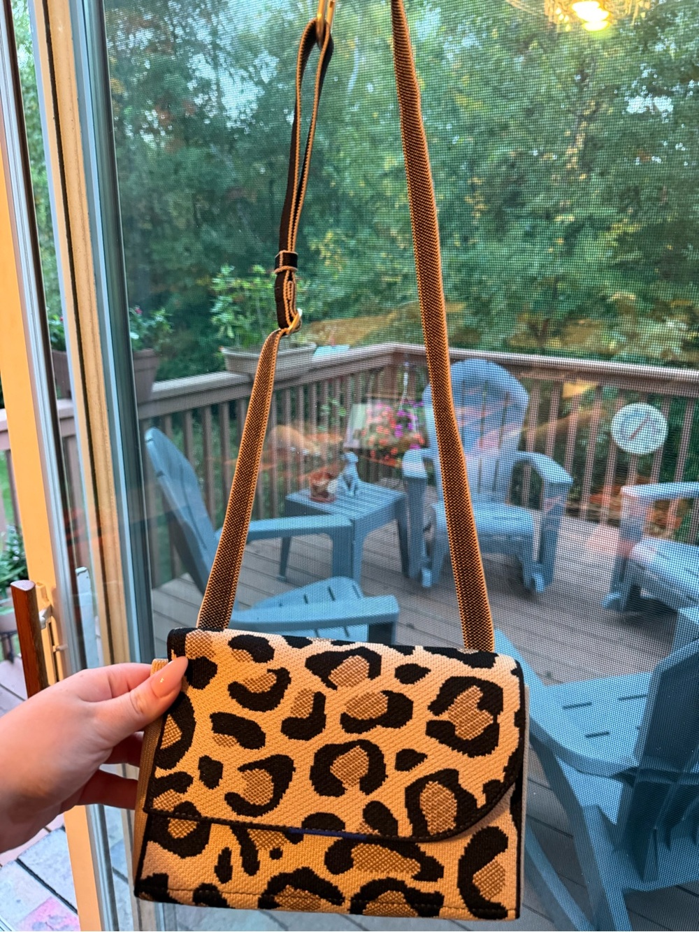 Rothy’s Leopard Print Crossbody Bag - Beige and Black